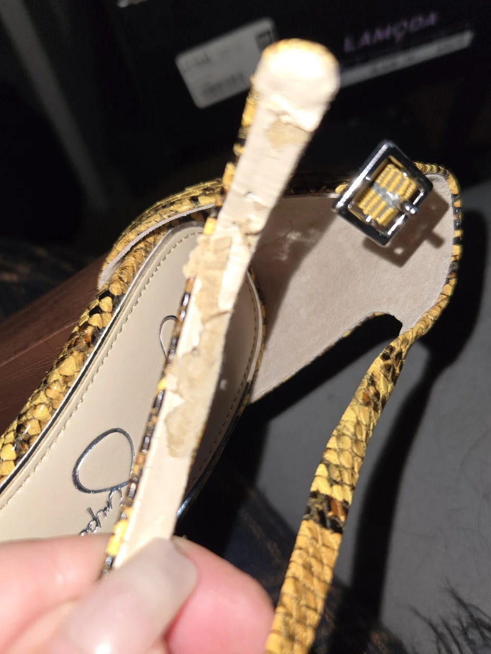 Jessica Simpson Dany Yellow Snake-Print Platform Heels with Wood-Look Block Heel